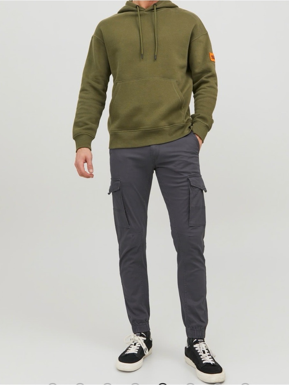Jack & Jones Men's Tapered Cargos - Charcoal